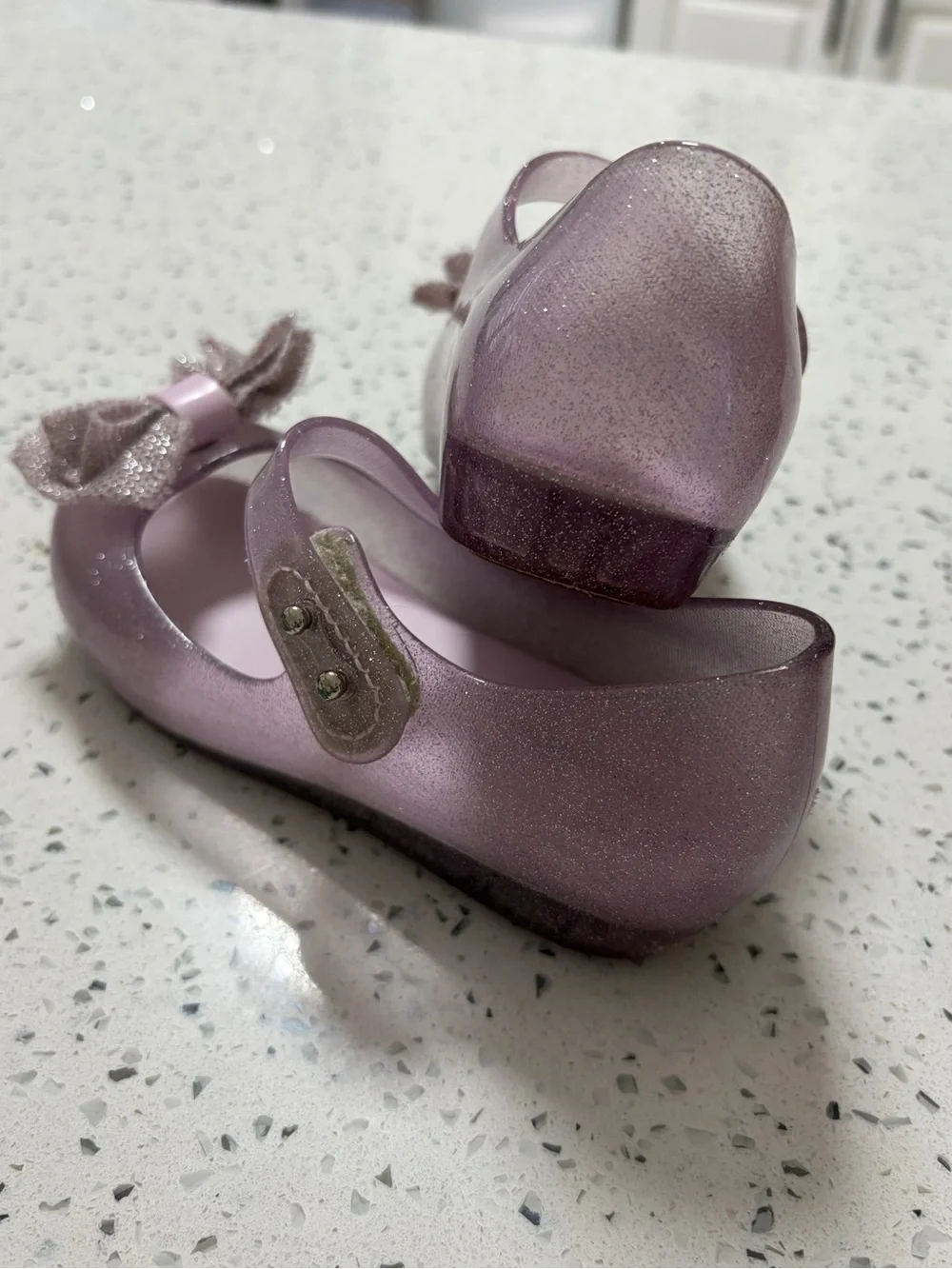 Mini Melissa Pink Glitter Mary Jane Shoes with Bow Detail